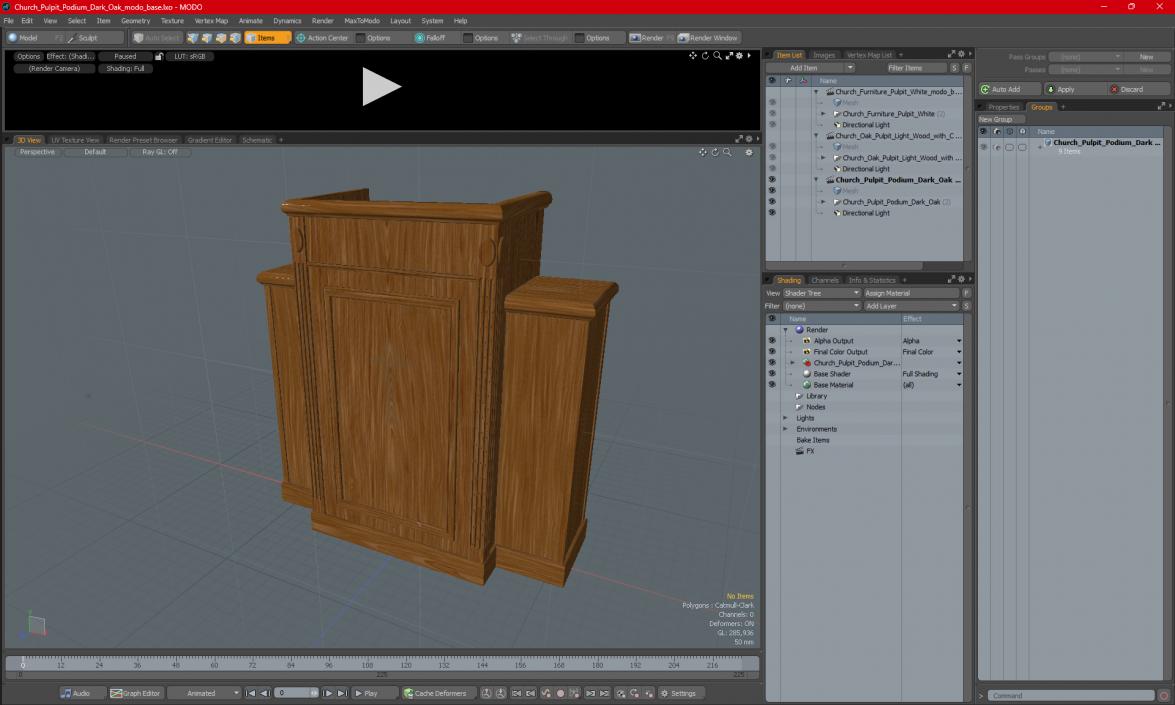 Church Pulpit Podium Dark Oak 3D model