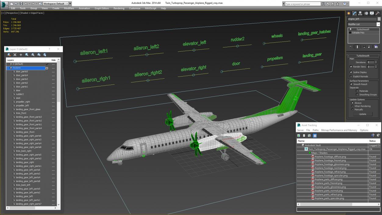 3D model Twin Turboprop Passenger Airplane Rigged