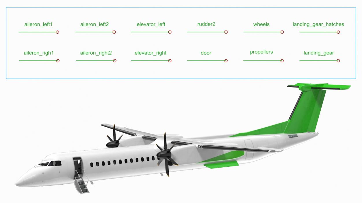 3D model Twin Turboprop Passenger Airplane Rigged