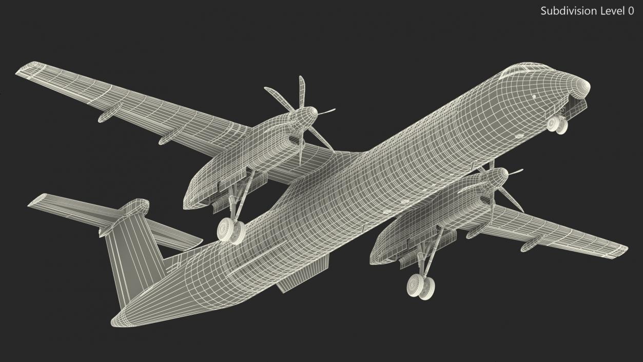 3D model Twin Turboprop Passenger Airplane Rigged