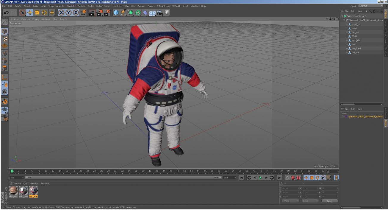 Spacesuit NASA Astronaut Artemis xEMU 3D