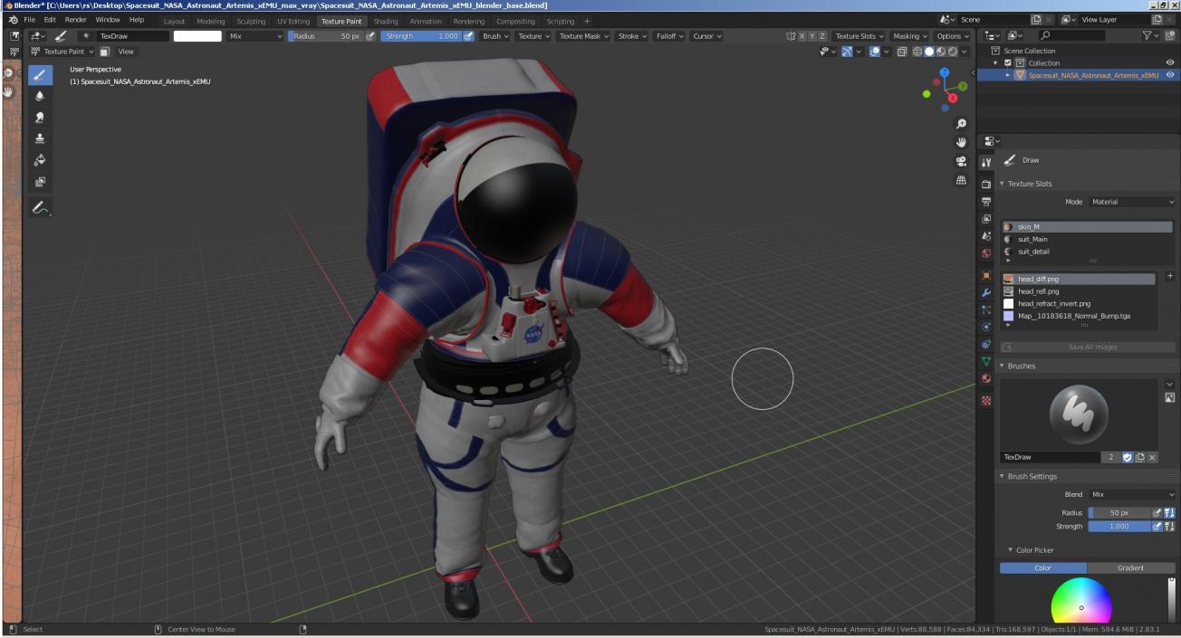 Spacesuit NASA Astronaut Artemis xEMU 3D