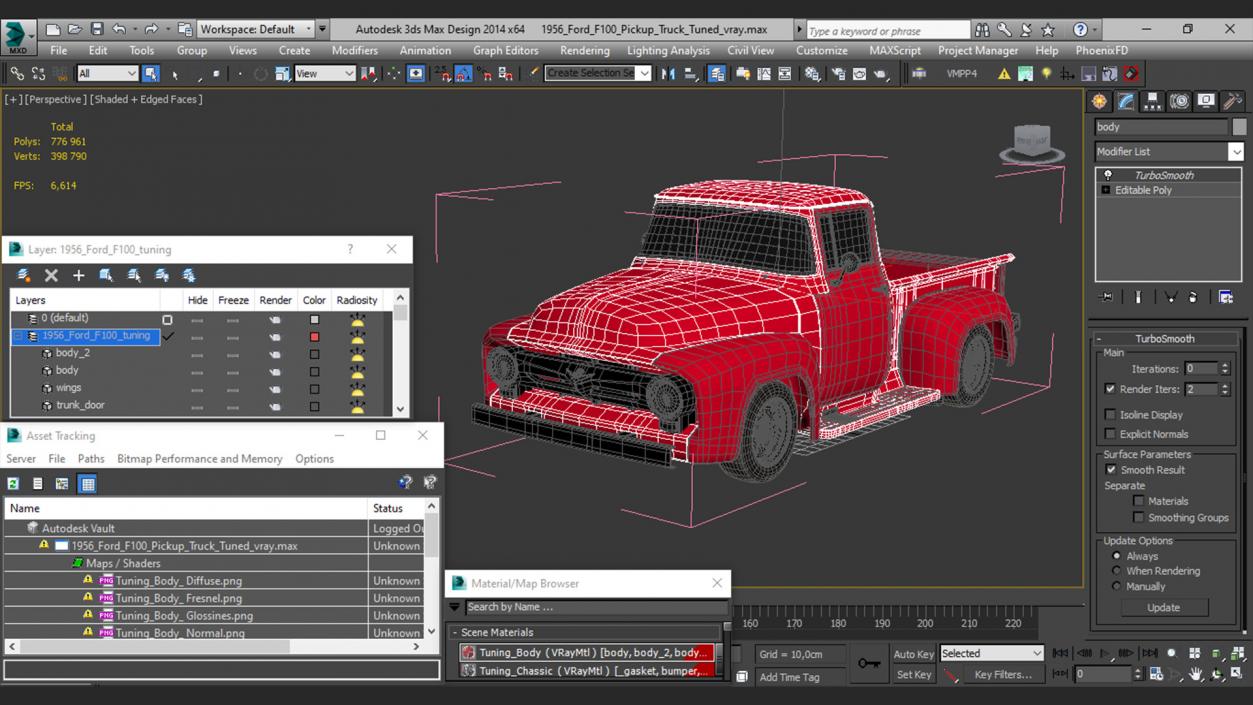 3D 1956 Ford F100 Pickup Truck Tuned model