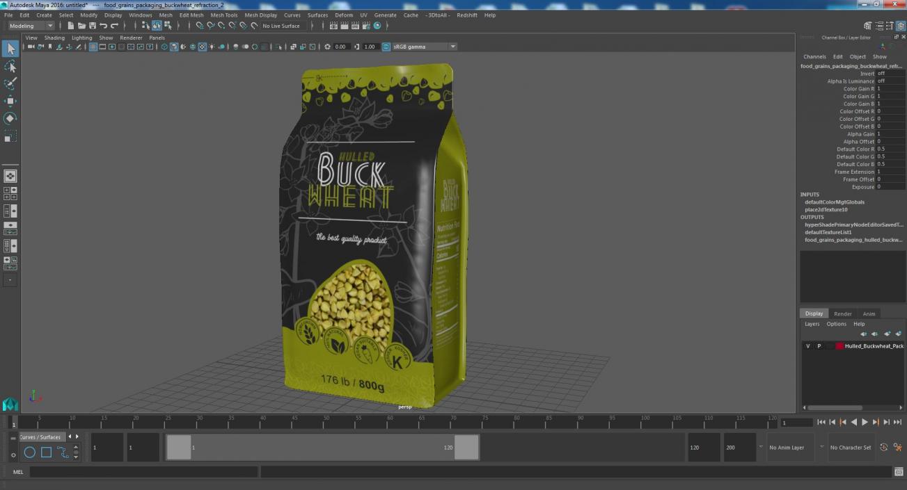 Hulled Buckwheat Package 3D model