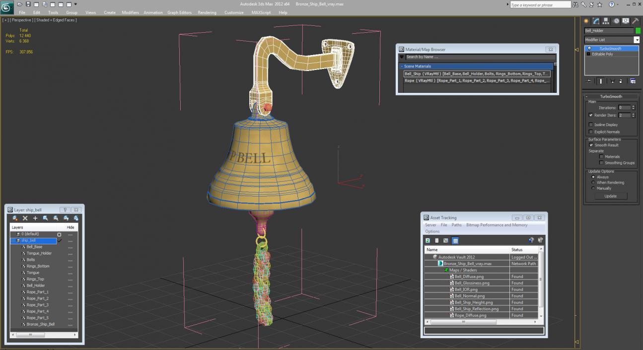 3D Bronze Ship Bell