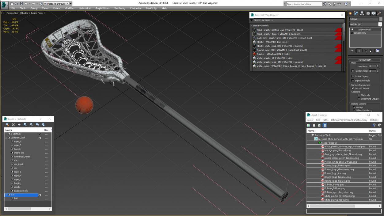 Lacrosse Stick Generic with Ball 3D