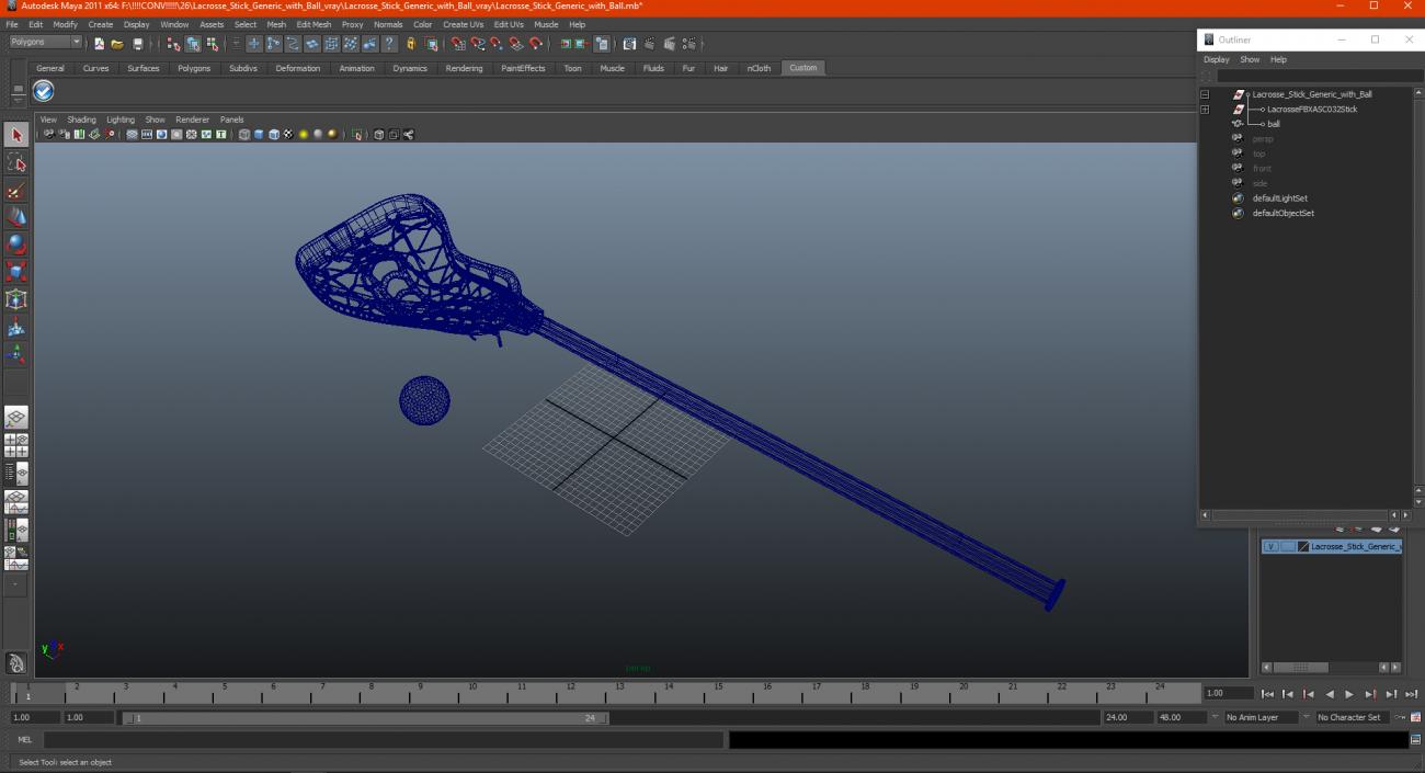 Lacrosse Stick Generic with Ball 3D