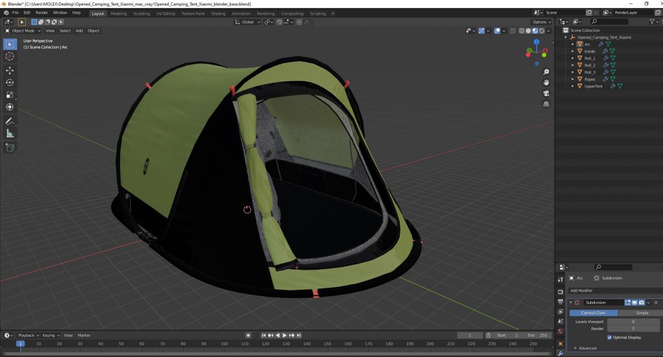 3D Opened Camping Tent Xiaomi