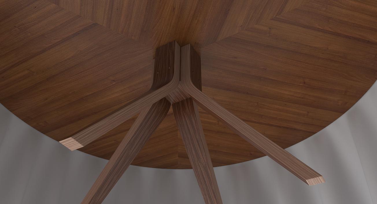 Round Dining Served Table with Chairs 3D