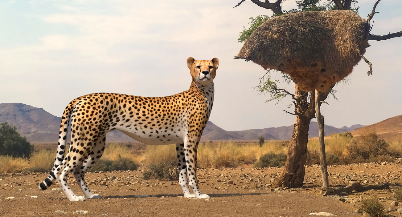 Cheetah Looking Around 3D