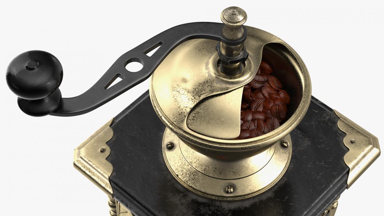 3D model Antique Coffee Grinder with Coffee Beans