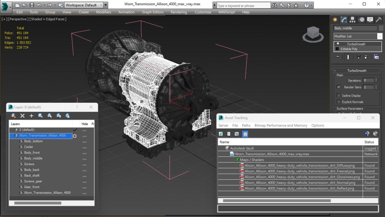 3D model Worn Transmission Allison 4000