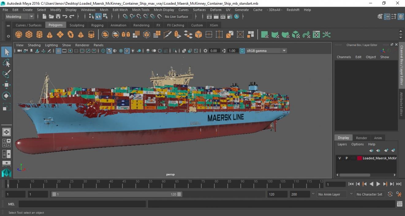 Loaded Maersk McKinney Container Ship 3D