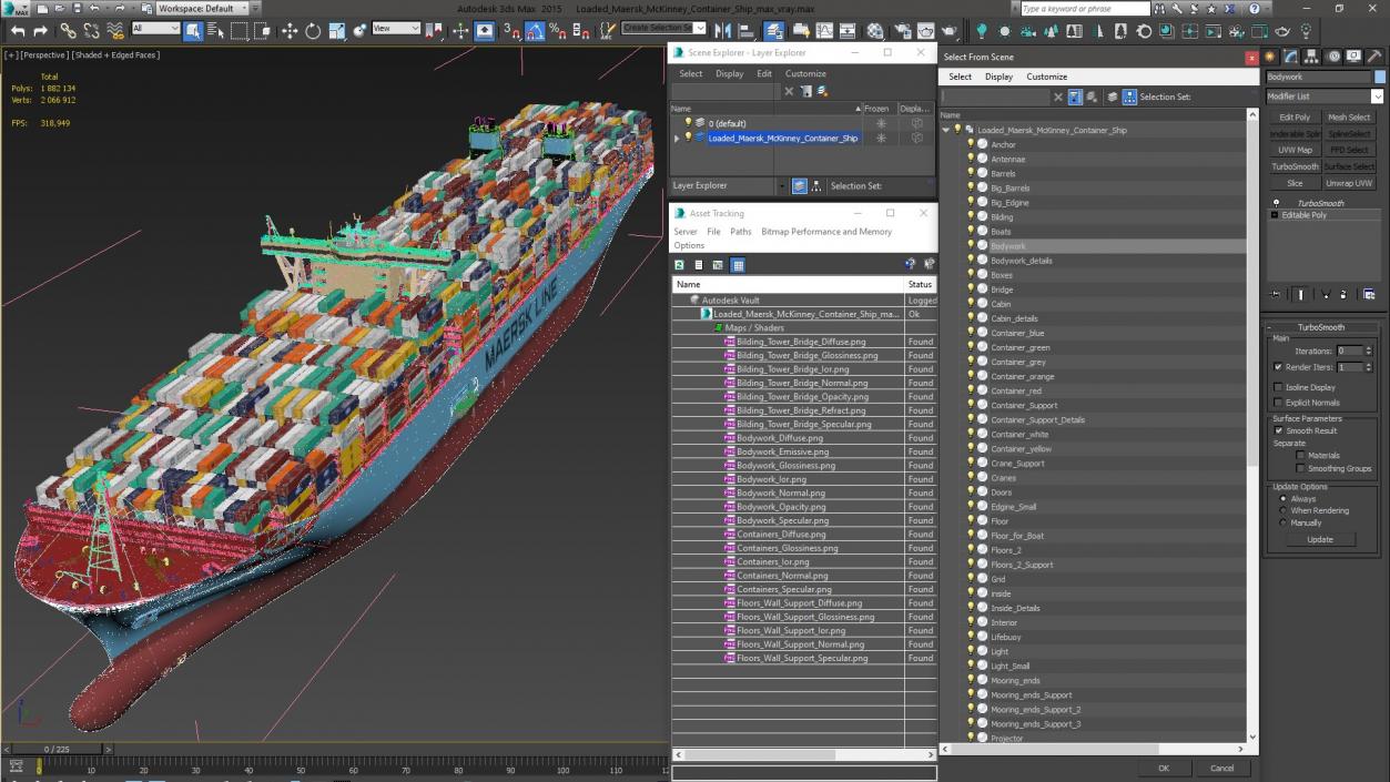 Loaded Maersk McKinney Container Ship 3D