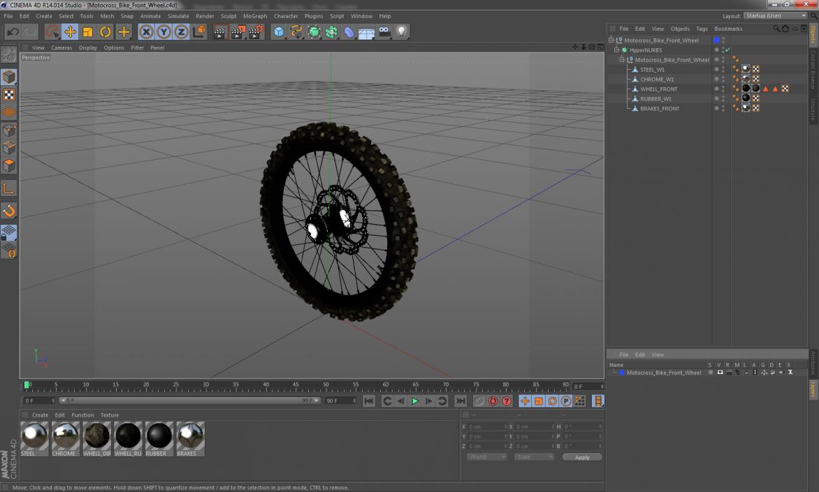 3D Motocross Bike Front Wheel