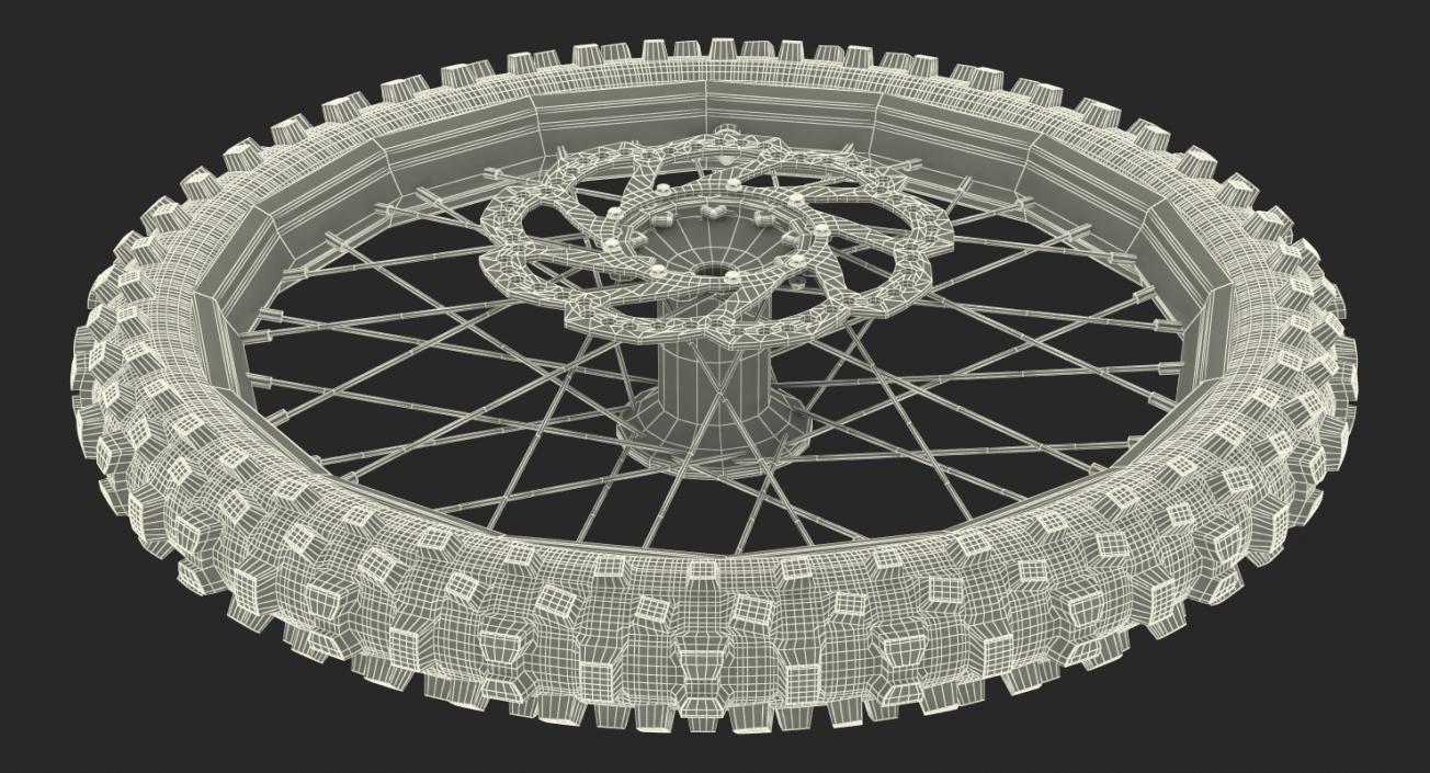 3D Motocross Bike Front Wheel