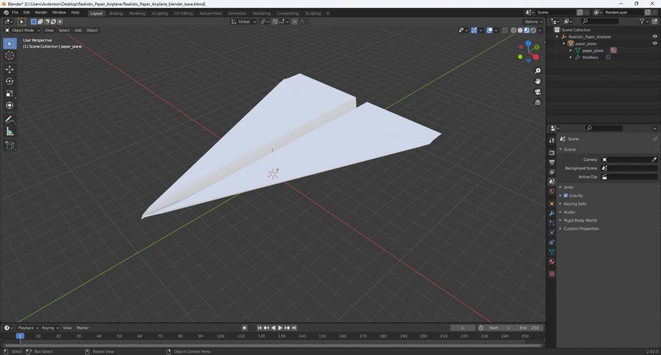 Realistic Paper Airplane 3D model