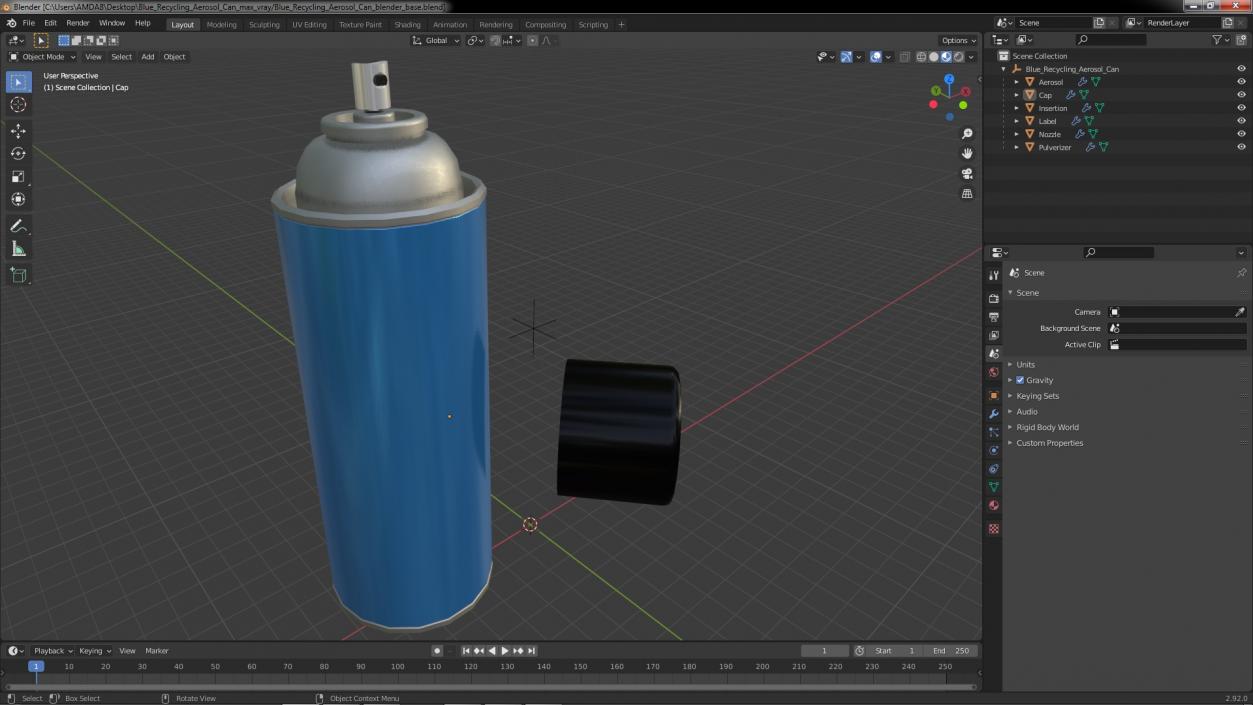 3D Blue Recycling Aerosol Can