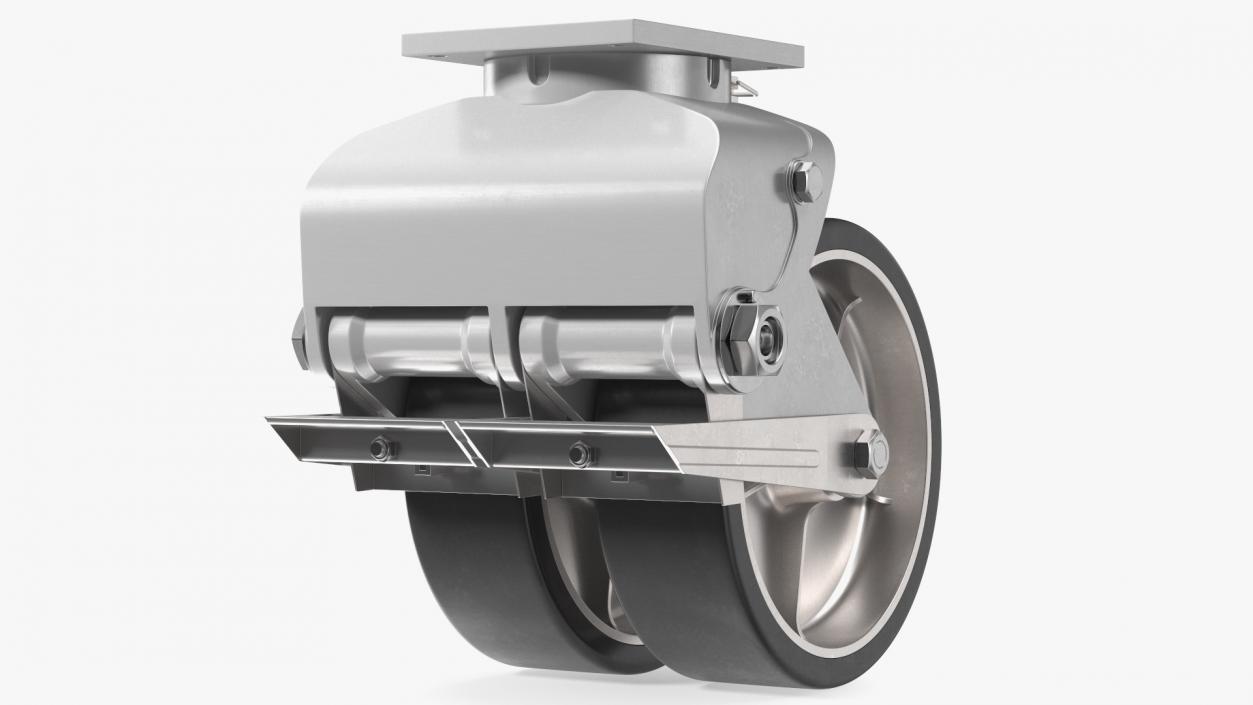 3D model Twin Wheel Swivel Caster with Brake