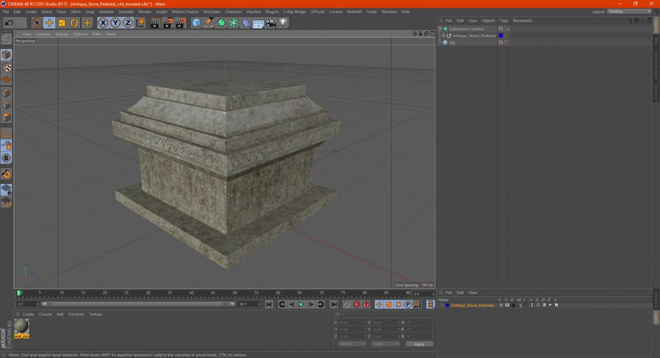 Antique Stone Pedestal 3D