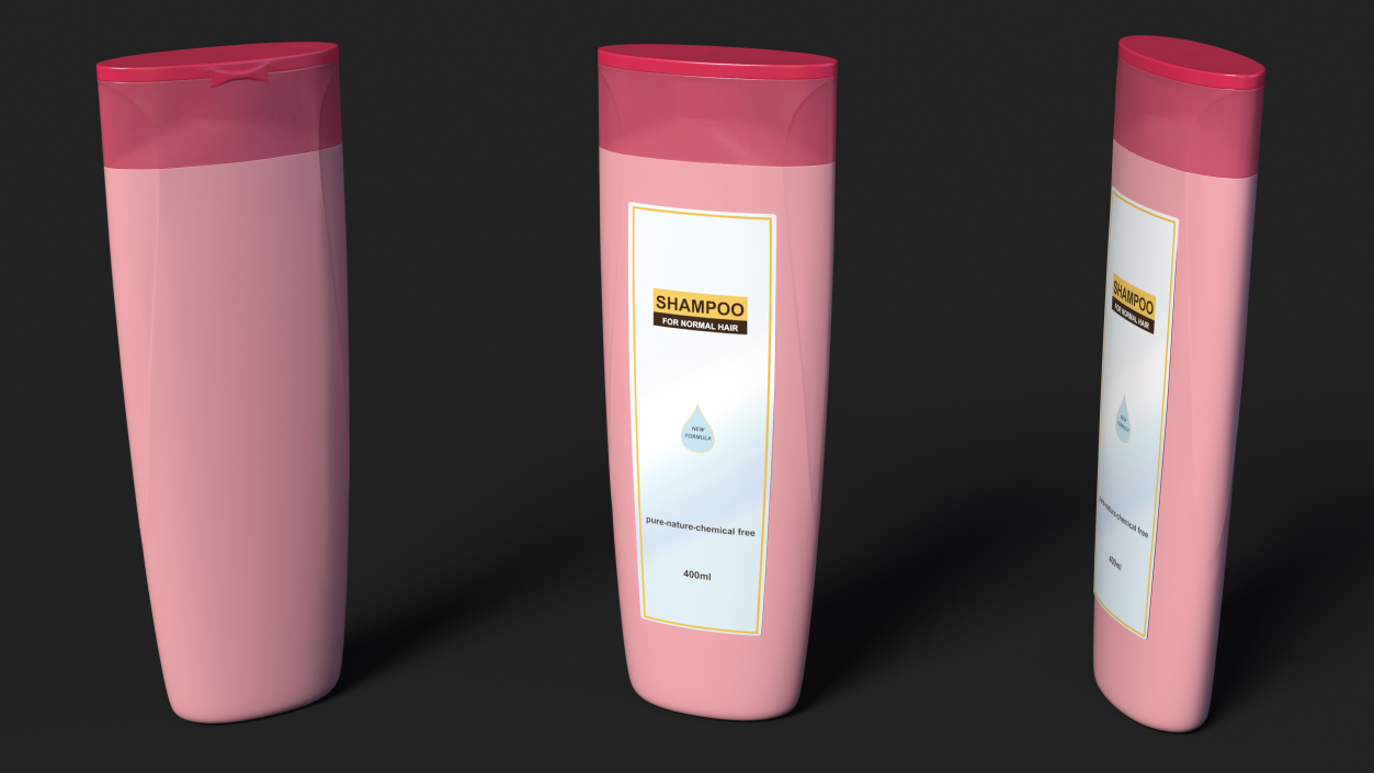 3D Shampoo Bottle Long Shape Pink 400ml