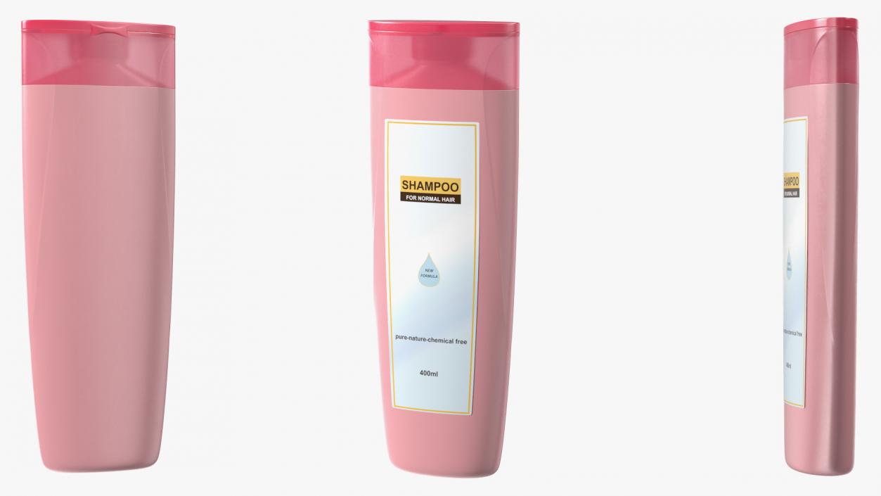 3D Shampoo Bottle Long Shape Pink 400ml