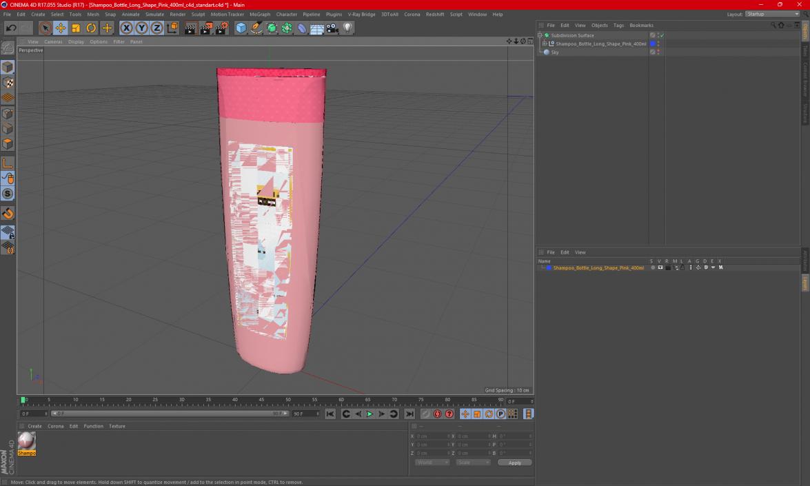 3D Shampoo Bottle Long Shape Pink 400ml