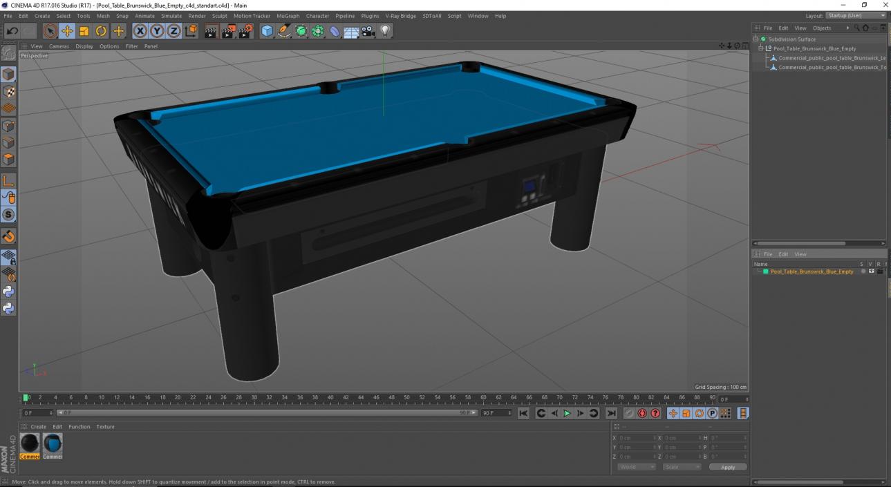 3D Pool Table Brunswick Blue Empty