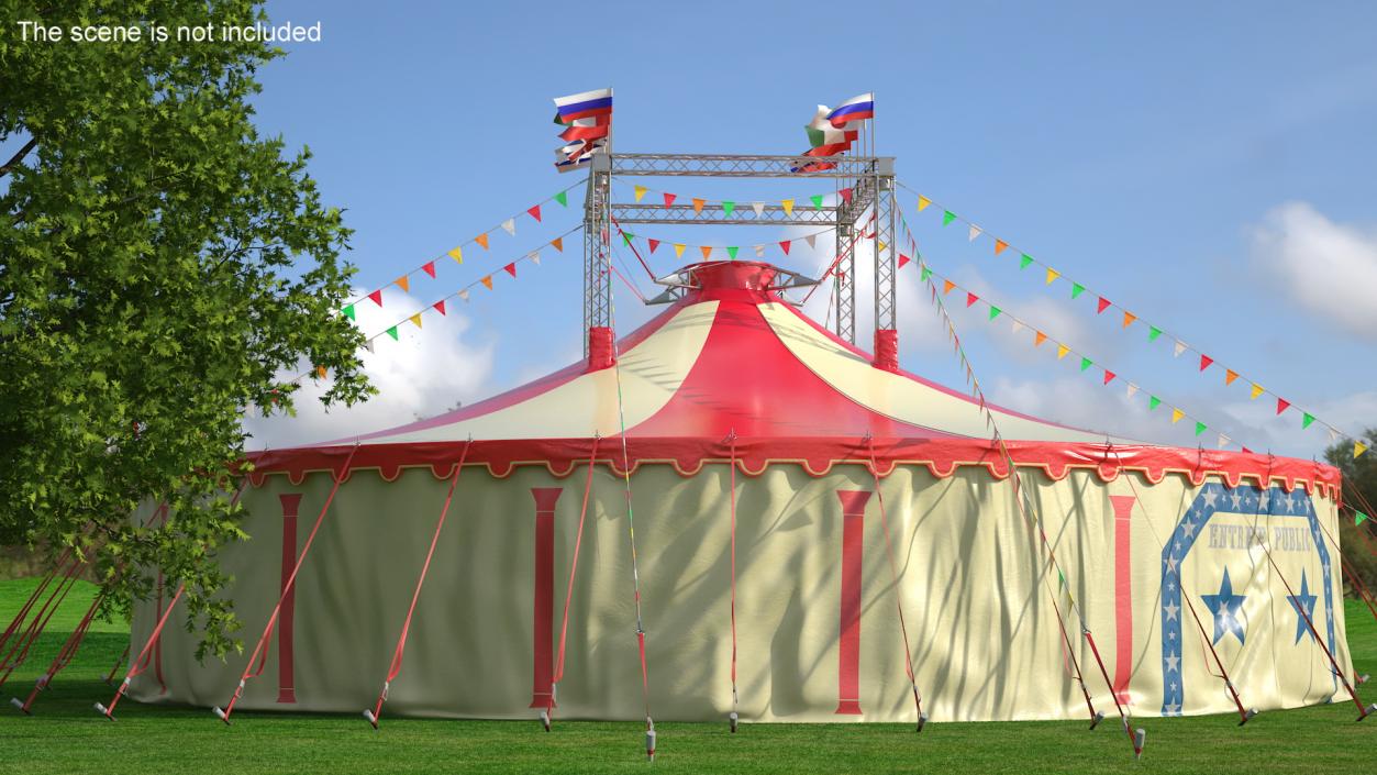 3D Event Truss Structure with International Flags and Bunting model