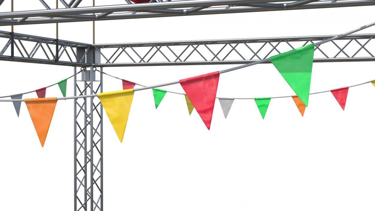 3D Event Truss Structure with International Flags and Bunting model