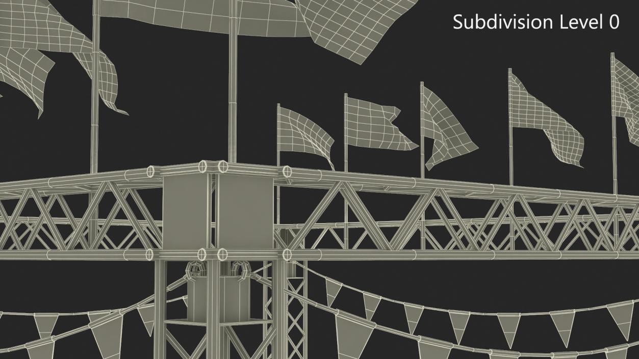 3D Event Truss Structure with International Flags and Bunting model