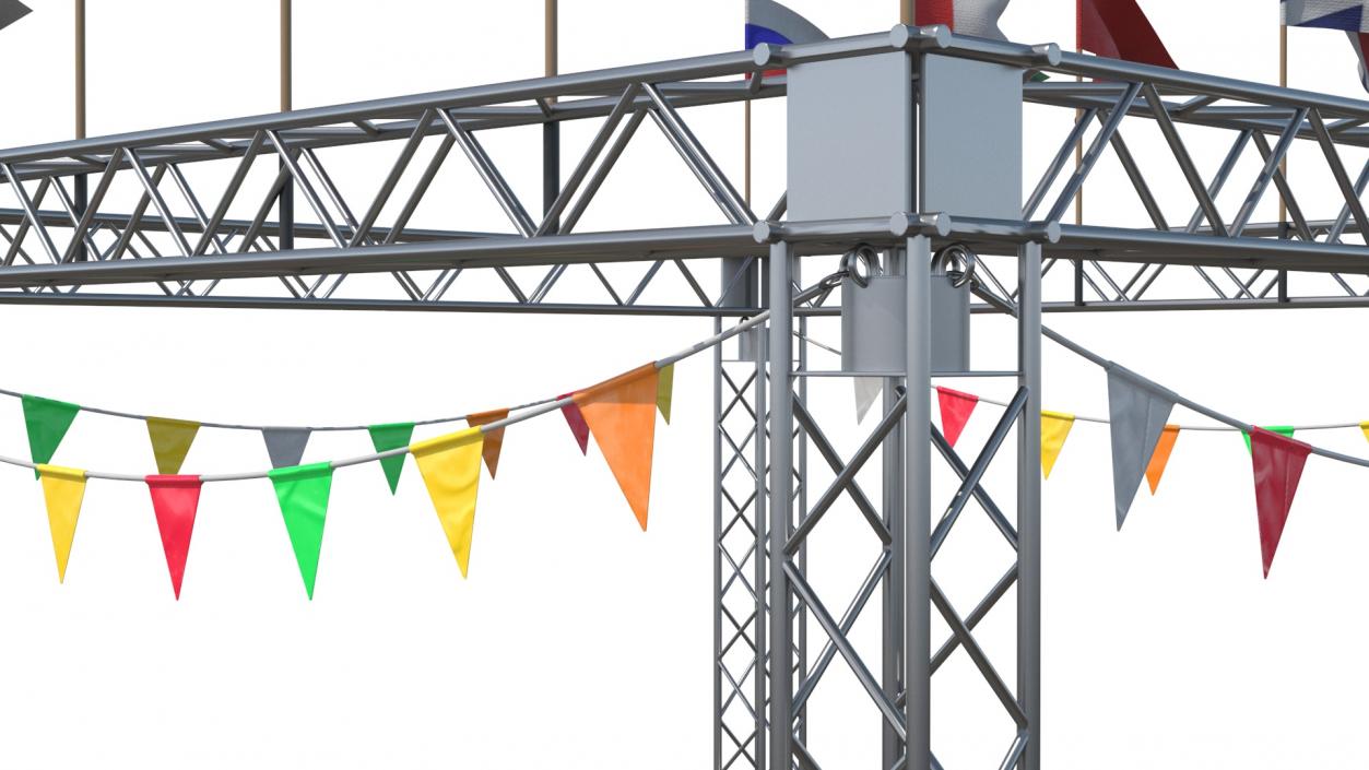 3D Event Truss Structure with International Flags and Bunting model