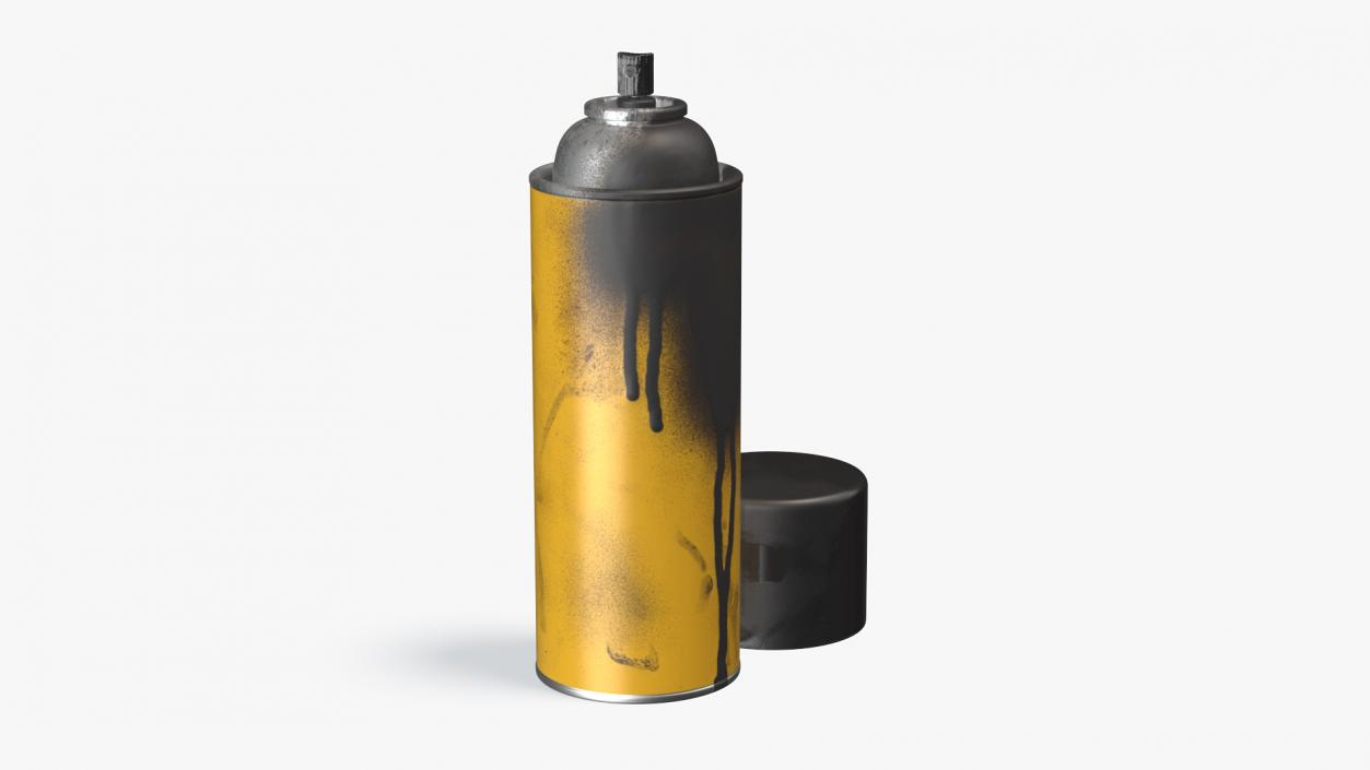 3D Used Cans of Spray Paint Yellow 2 model