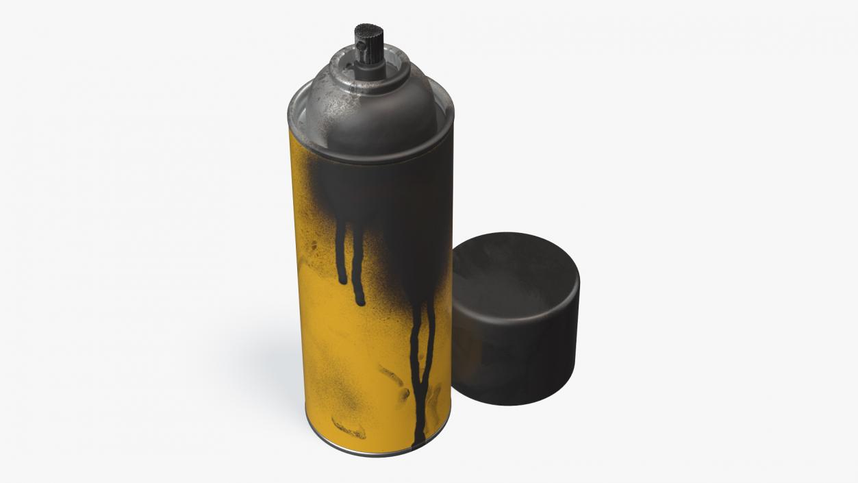 3D Used Cans of Spray Paint Yellow 2 model