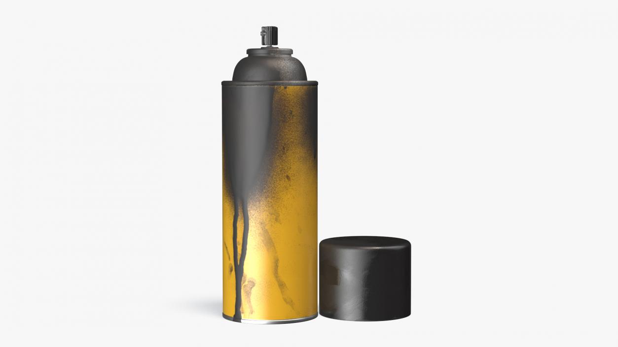 3D Used Cans of Spray Paint Yellow 2 model