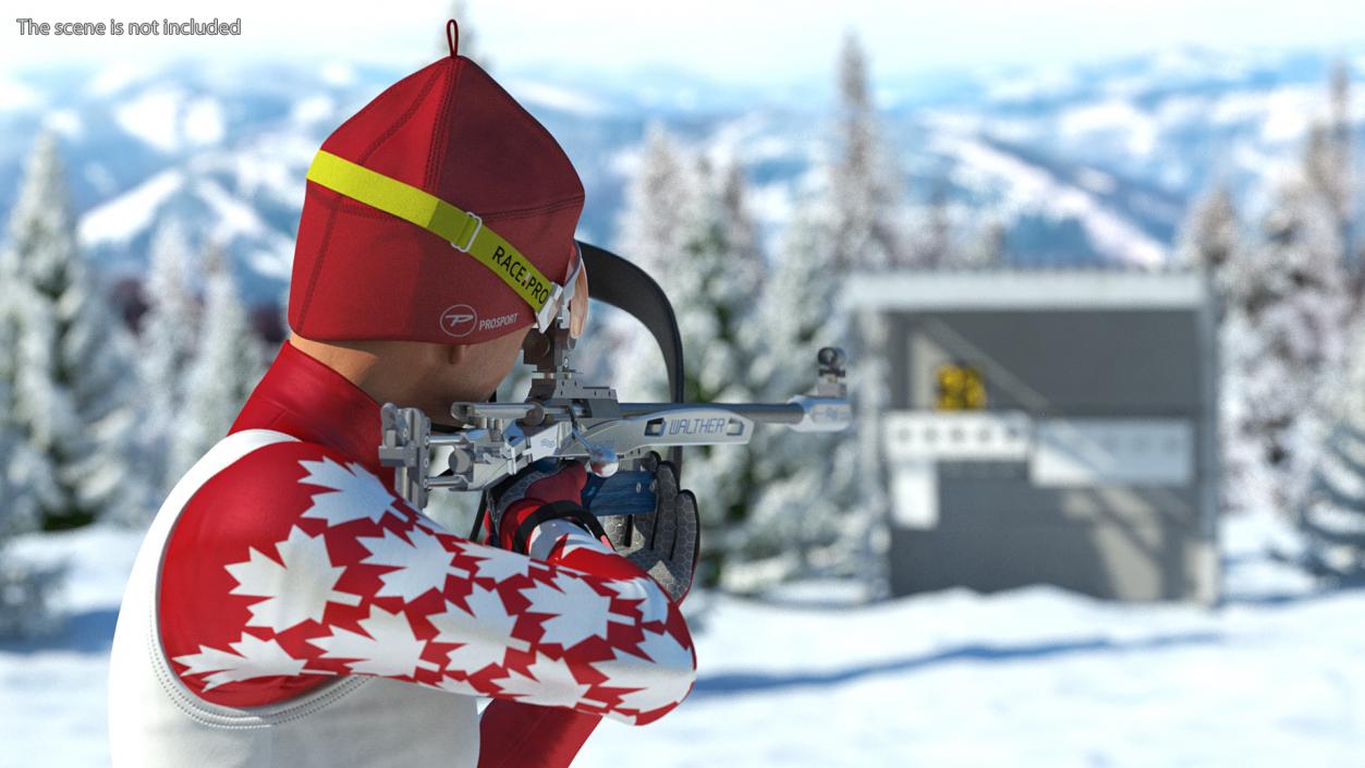 3D Biathlete Fully Equipped Canada Team Rigged model