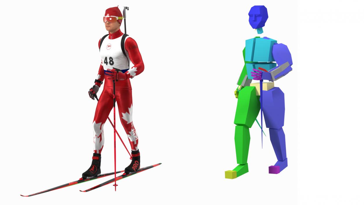 3D Biathlete Fully Equipped Canada Team Rigged model