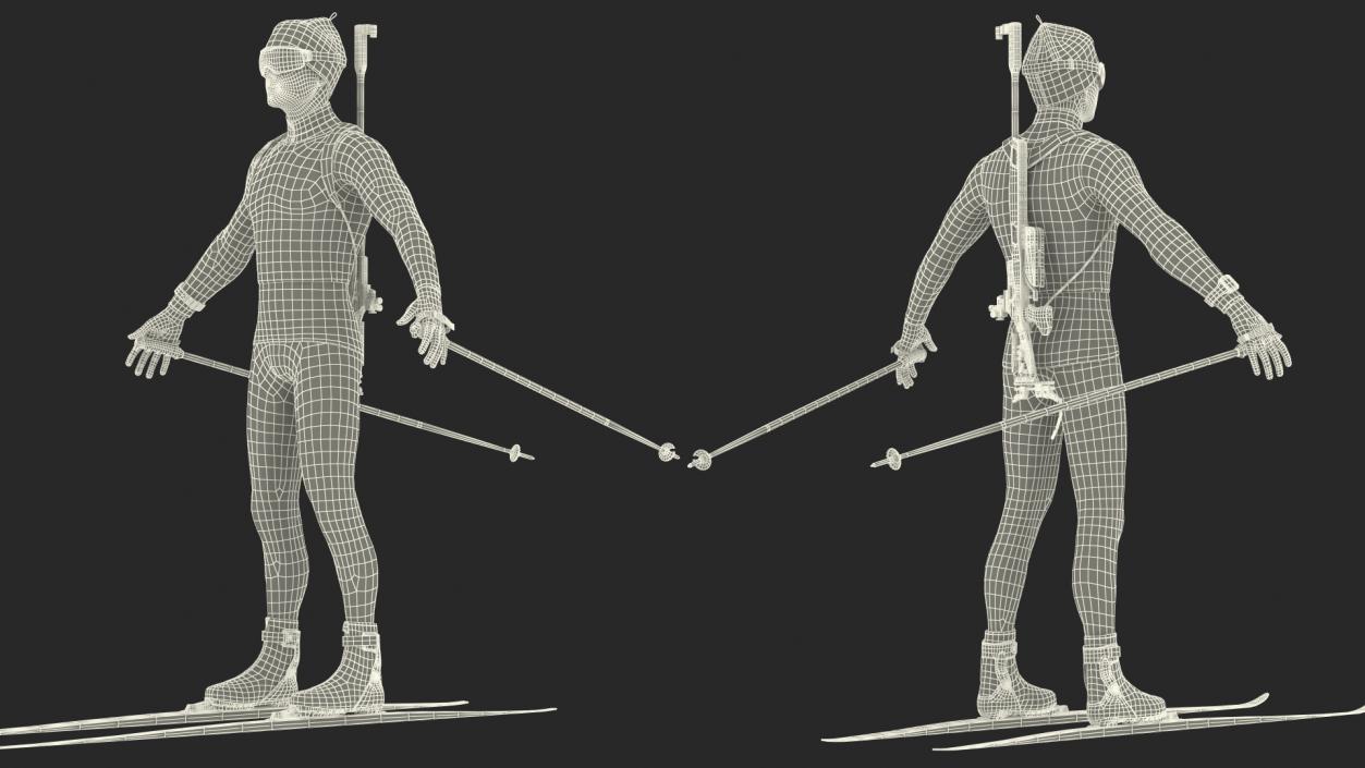 3D Biathlete Fully Equipped Canada Team Rigged model