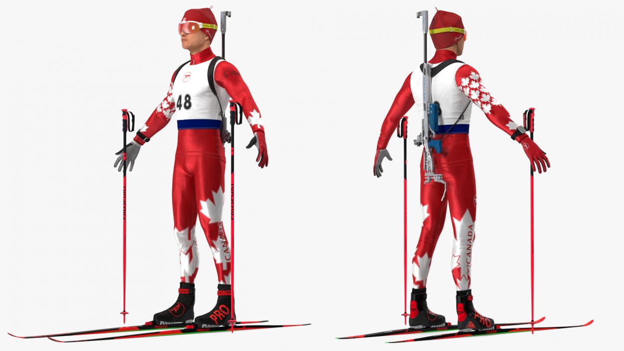 3D Biathlete Fully Equipped Canada Team Rigged model