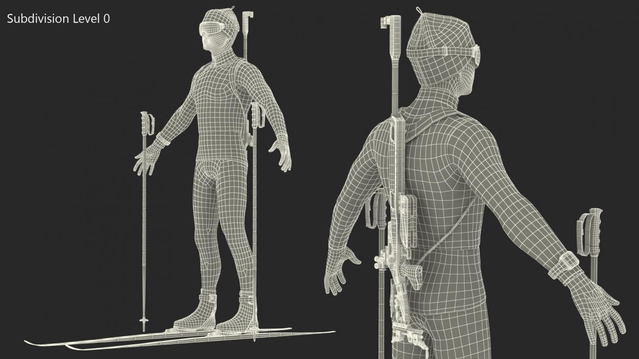 3D Biathlete Fully Equipped Canada Team Rigged model