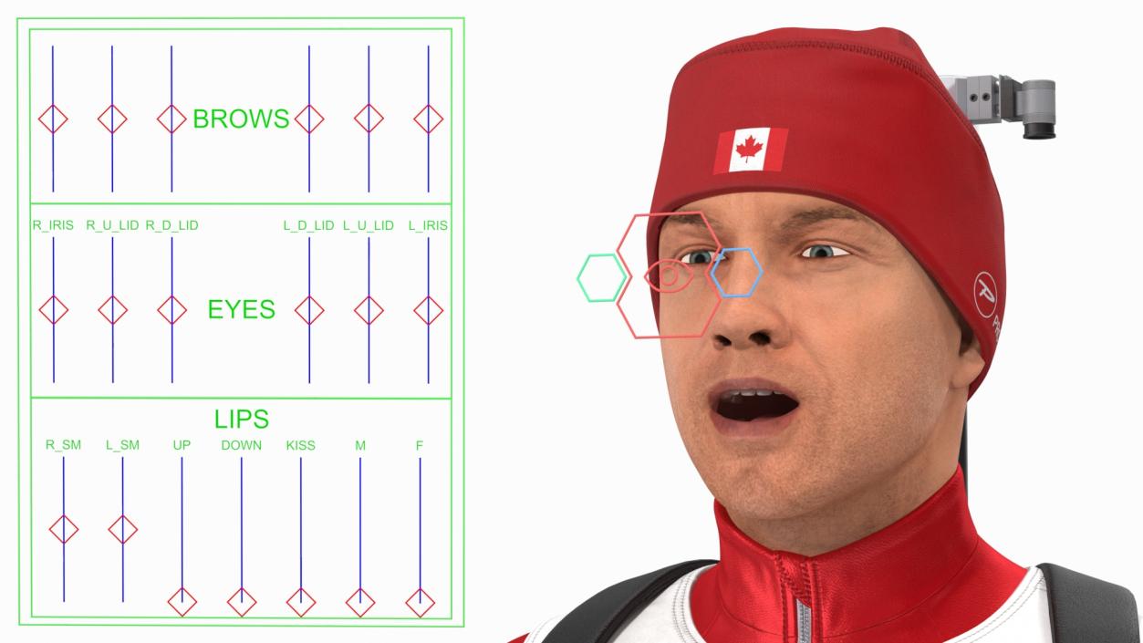 3D Biathlete Fully Equipped Canada Team Rigged model