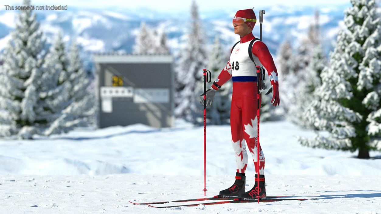 3D Biathlete Fully Equipped Canada Team Rigged model