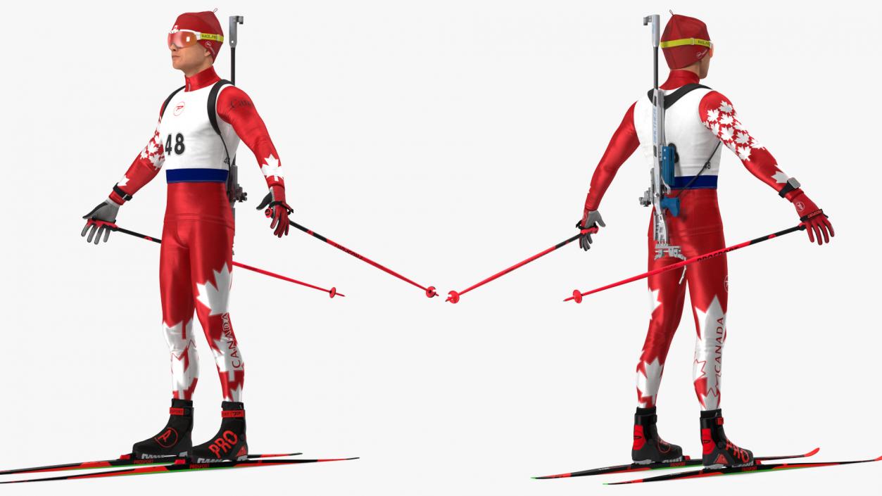 3D Biathlete Fully Equipped Canada Team Rigged model