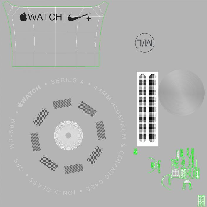 3D White Apple Watch Series 4 Nike