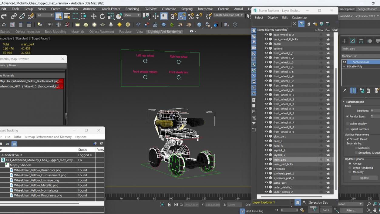 JBH Advanced Mobility Chair Rigged 3D model