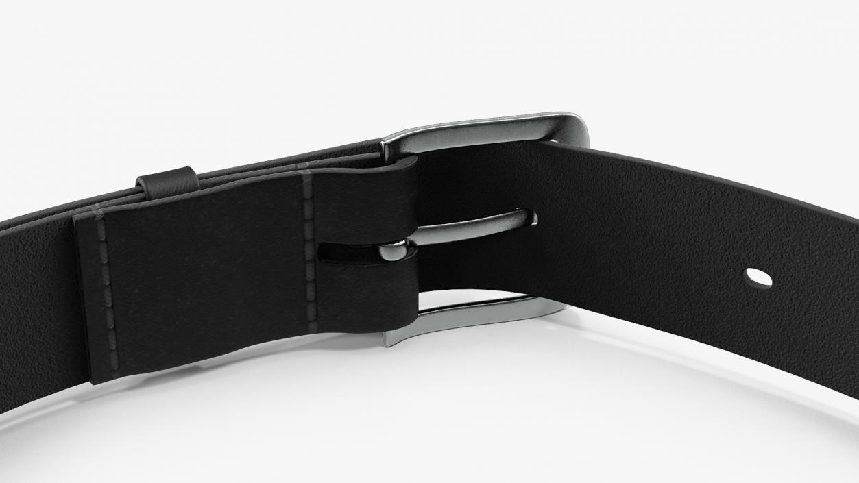 3D model Mens Leather Belt with Buckle Black