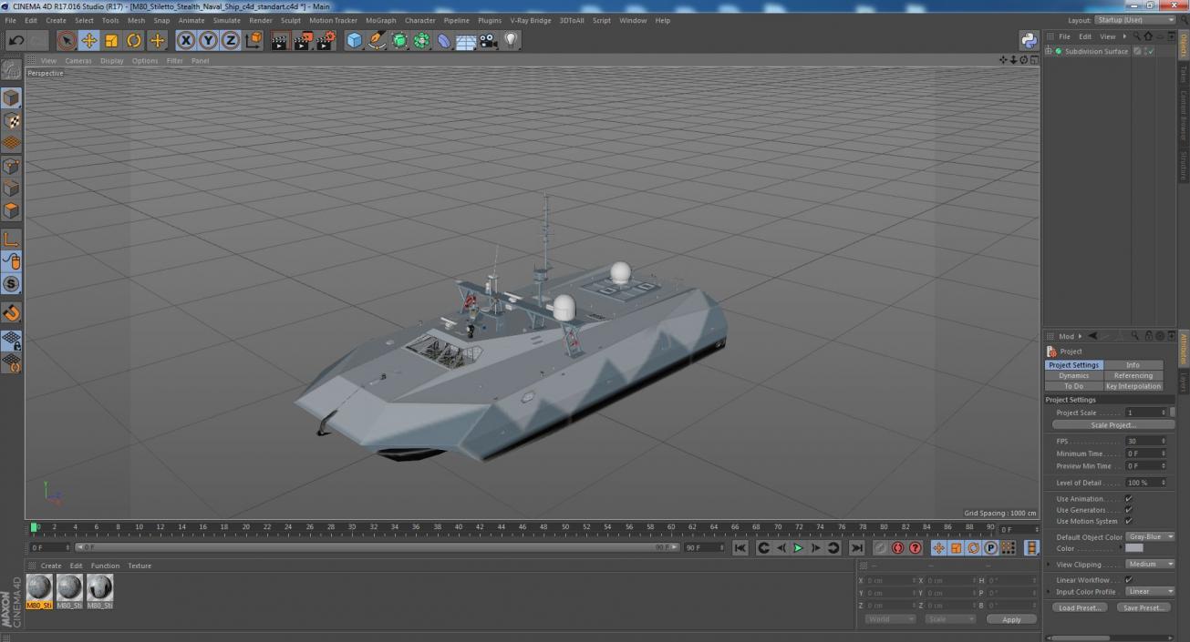 3D M80 Stiletto Stealth Naval Ship