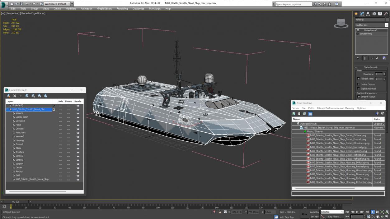 3D M80 Stiletto Stealth Naval Ship