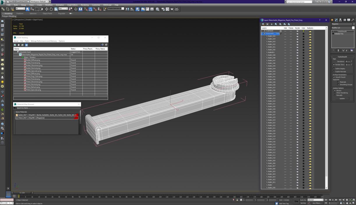 Detachable Magazine Rapid Fire Pistol Grey 2 3D model