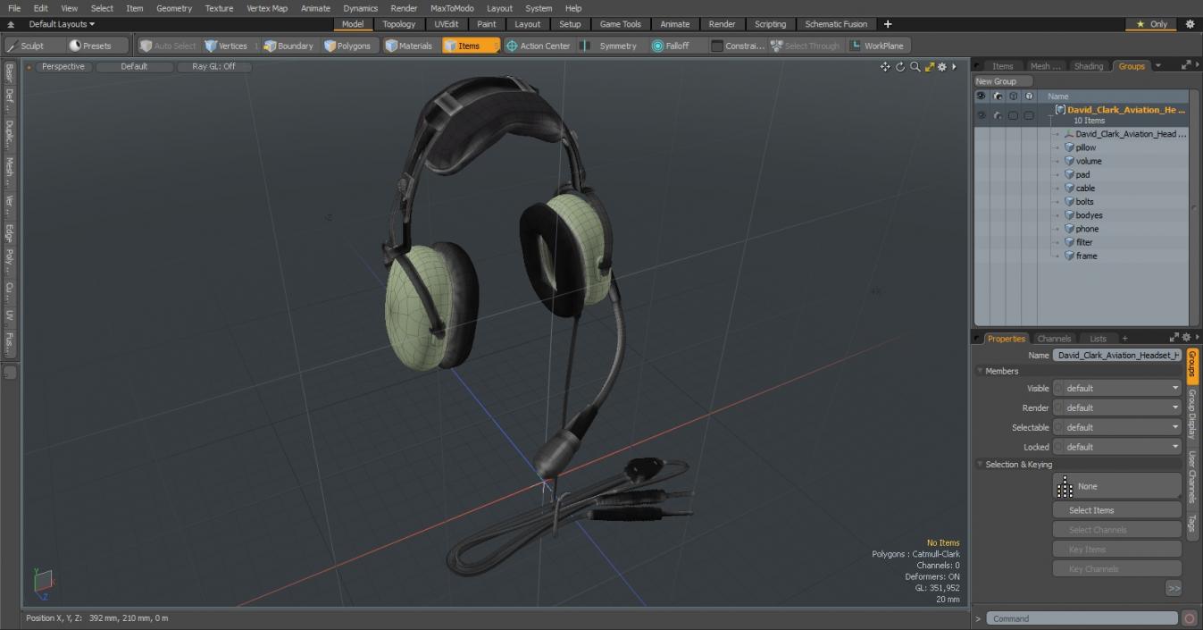 3D David Clark Aviation Headset Hanging